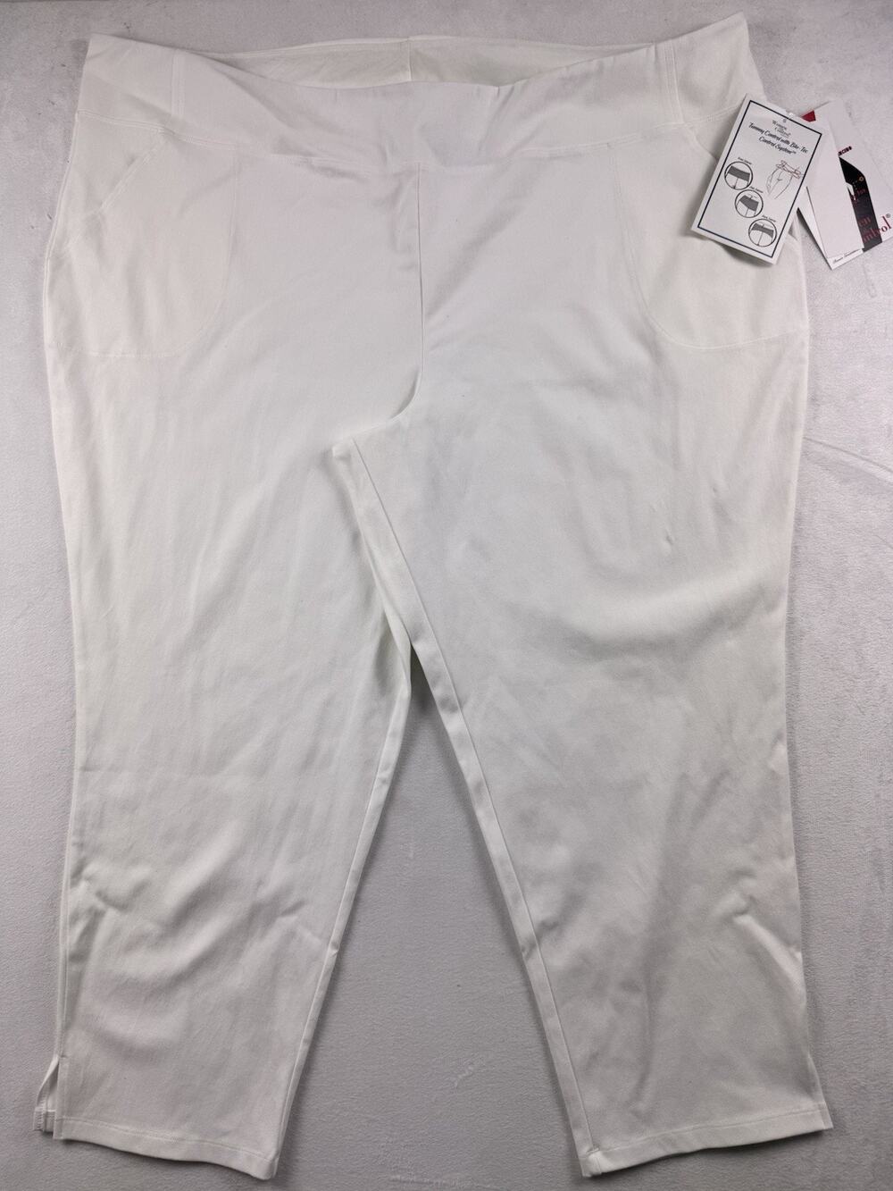 Women with Control Tummy Control Crop Pants Sz 5X White Pull-On NWT